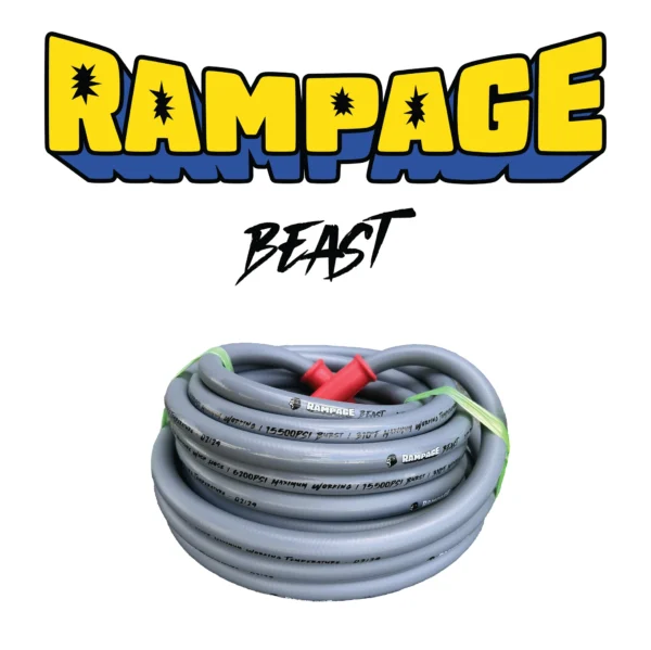 RAMP208-50: RAMPAGE BEAST 50ft Smooth Gray 1/2" Double Wire 6200 PSI High Pressure Hose