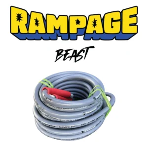 RAMP206-50: RAMPAGE BEAST 50ft Smooth Gray 3/8" Double Wire 7300 PSI High Pressure Hose